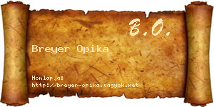 Breyer Opika névjegykártya